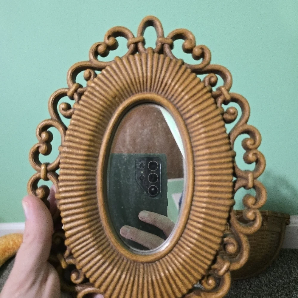 Vintage Homco Mirrors, Basket Faux Wicker Basket Weave Oval  MCM Gallery wall